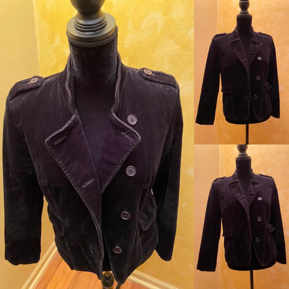 Pursuits Ltd Black Velour Military Jacket EUC 10P